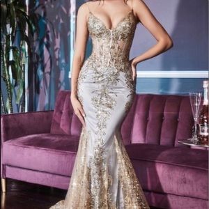 lady black tie lyra gown - gold mist - size 4
